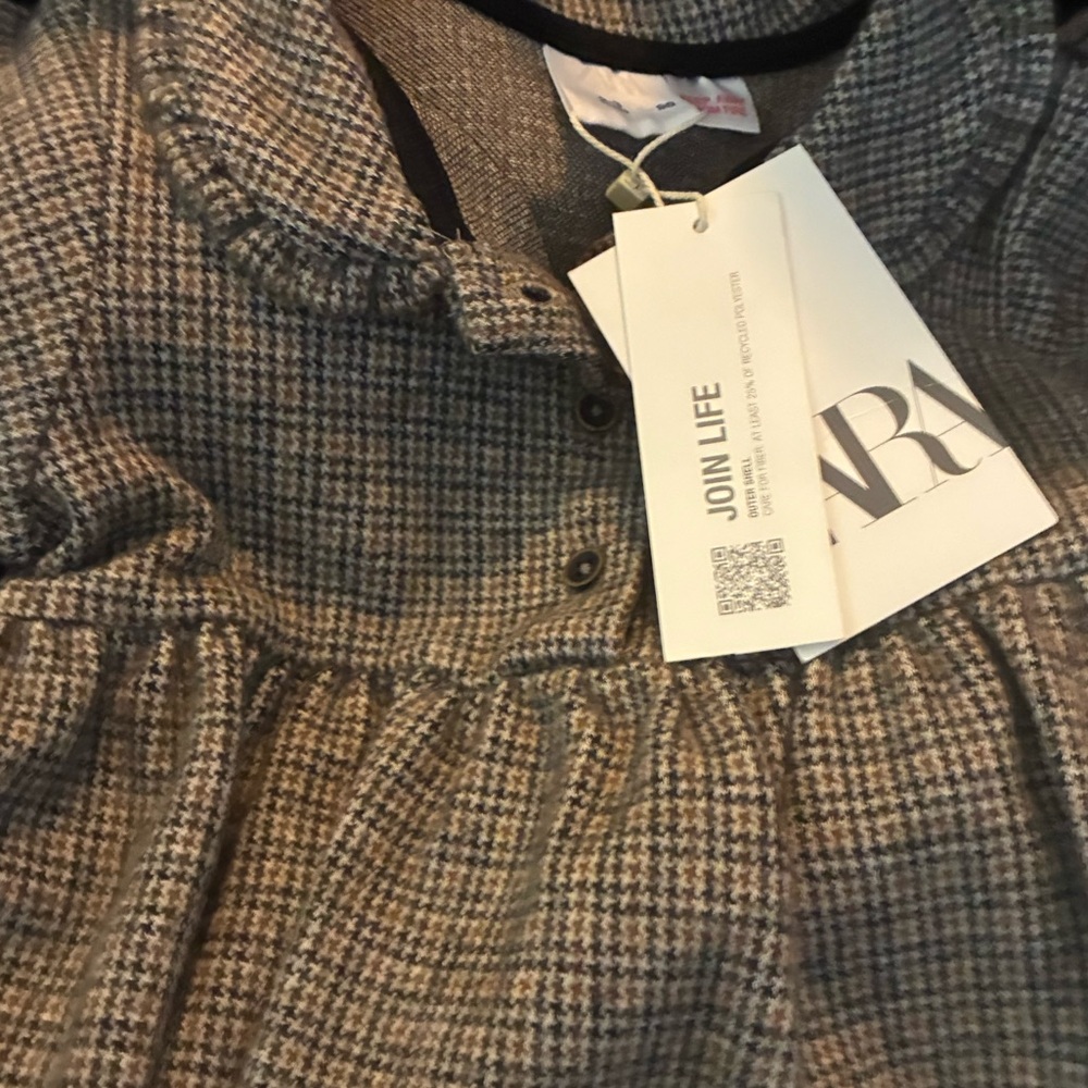 Zara kids NWT plaid dress with peter pan collar 6050/516 - Picture 3 of 4